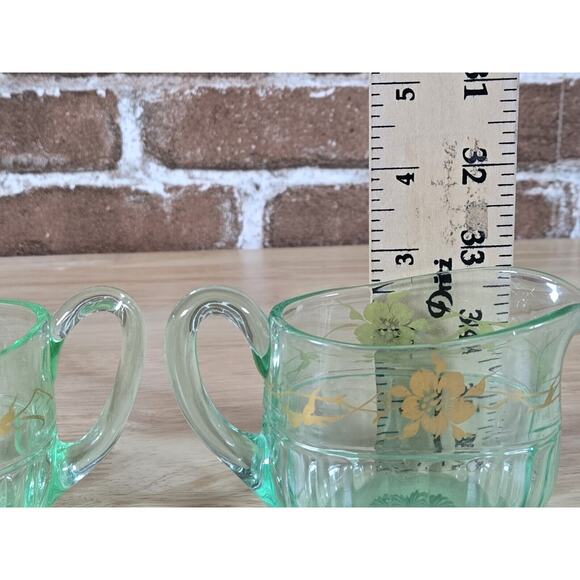 Vintage Mint Green Uranium Glass Cream & Sugar Serving Set - Picture 11 of 11